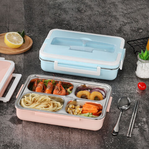 1500ml Portable 316 Stainless Steel Student Lunch Box, 5 Compartments Kids'  & Adults' Picnic Food Container With Bag And Tableware, 1 Set