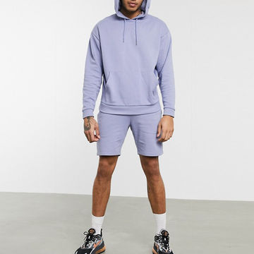 Basic Style Sportswear Blank Men Sweatsuit Set Pullover Hoodie
