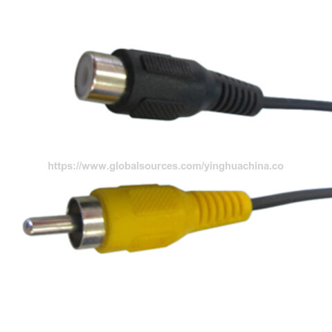 Conector RCA con cable, macho y hembra, sobremoldeo de PVC, cable de uno o dos núcleos con blindaje