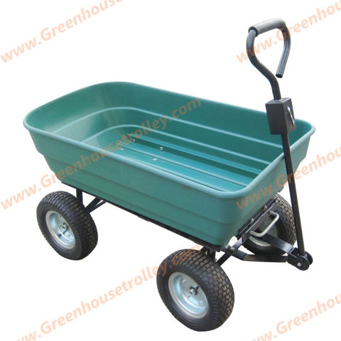 PVC Canvas Heavy Duty Green Garden Trolley Wagon Truck Hand Carts Wheelbarrows