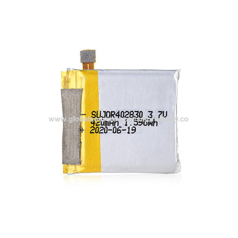 Lithium-Polymer-Akkupack Lipo-Akkupack 3,7 V 402830 420 mAh 1,596 Wh Li-Polymer-Akku SUJOR