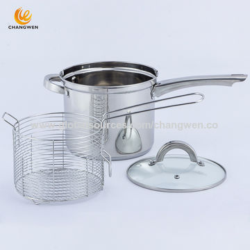 Good Quality STAINLES STEEL INDUCTION DEEP CHIP PAN FRYER POT WITH LID & BASKET 