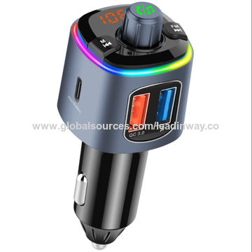 Adaptateur allume-cigare Transmetteur FM Bluetooth Chargeur de voiture avec lumière respiratoire RVB PD18 watts for sale at factory direct price