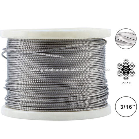 2.5mm 7x19 Stainless Steel T316 Cable Wire Rope 25' 3/32"