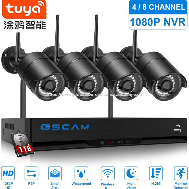 نظام كاميرات أمان لاسلكية 1080P مع مسجل فيديو شبكي (NVR) 1080P بـ 8 قنوات H.265+ for sale at factory direct price