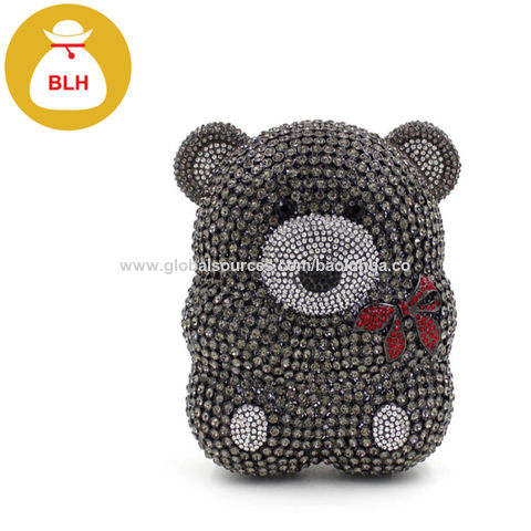 Teddy Bear Shaped Crystal Evening Clutch Purse