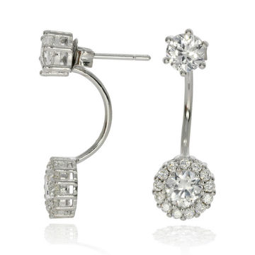 Daesar Jewelry Silver Plated X Shape Womens Stud Earrings Cubic Zirconia Earrings 