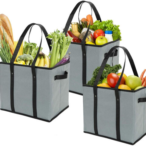 Cajas Plegables Reforzadas para Compras de Alimentos, Bolsas de Compras Reutilizables de Alta Resistencia