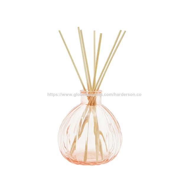 250ml round shape decorative transparent pink glass reed oil diffuser for home decoration for sale at factory direct price