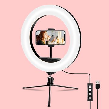 Portable Led Ring Light Tripod Stand Live Selfie Holder Usb Plug 10 Inch Fill Light For Youtube Tiktok Vk Vlog Makeup Sale Banggood Com