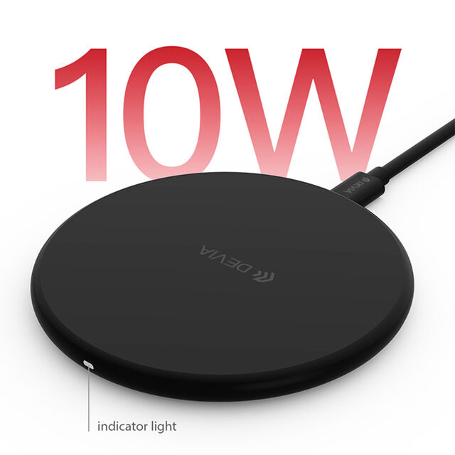 Cargador inalámbrico rápido certificado Qi Devia Ultra fino de 10W for sale at factory direct price