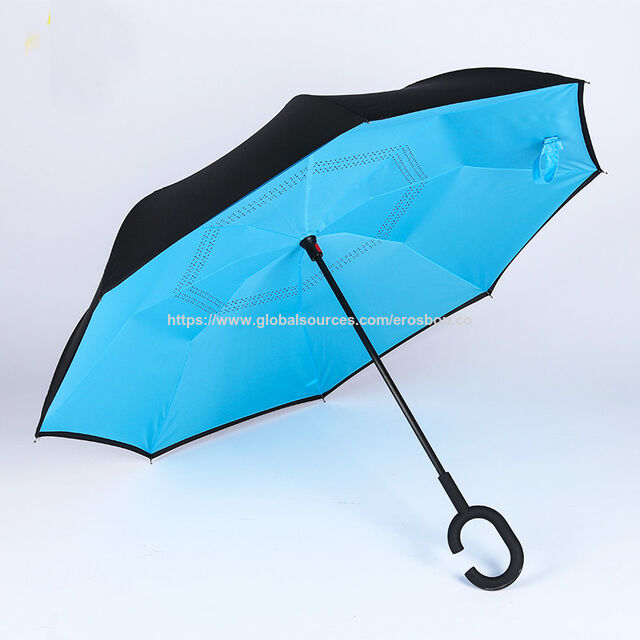 Parapluie Inversé, Parapluie Inversé, Parapluie Promotionnel, Parapluie de Mode, Tissu Pongee Double Couche avec Poignée en Forme de C, OEM BIENVENUE for sale at factory direct price