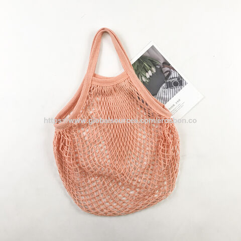 Bolsa de malla de algodón para compras, bolsa de malla plegable para frutas y verduras - Ideal para comercio al por mayor for sale at factory direct price