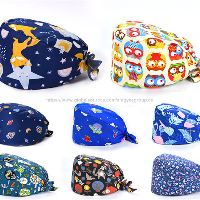 Surgical Cap Female Doctor Cap Cotton Printed Operating Room Cap ...