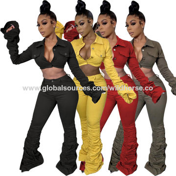 Hot Sales On Amazon Women's Sexy Crop Top Plus Size Outfits Stacked Pants Two Piece Set Clothing - China Wholesale Women's Sweatsuits,tacksuits,two Piece Set $9.9 from Wild Horse Group Co.,Ltd | Globalsources.com Hot Sales On Amazon Women's Sexy Crop Top Plus Size Outfits Stacked Pants Two Piece Set Clothing - China Wholesale Women's Sweatsuits,tacksuits,two Piece Set $9.9 from Wild Horse Group Co.,Ltd | Globalsources.com