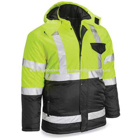 Hi Vis Parka Waterproof Jacket Workwear Reflective Security Safety Coat