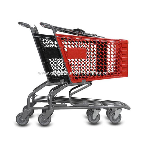 Supermercado rojo Rolling Compras Carrito de plástico - China