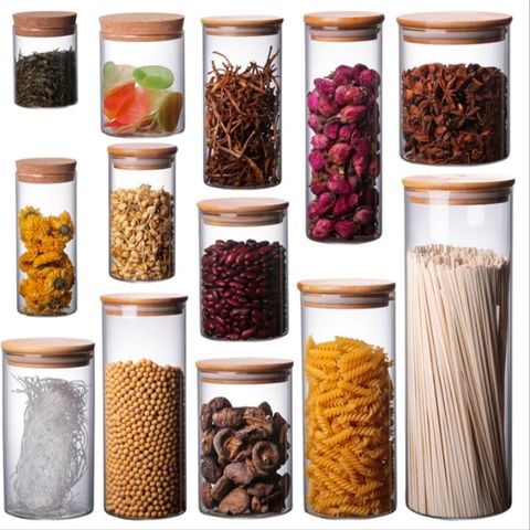 Tarro de vidrio borosilicato con tapa de bambú para alimentos - Ideal para almacenamiento y conservación