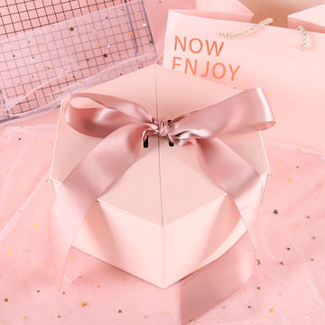 Custom light pink gift packaging box with satin lining