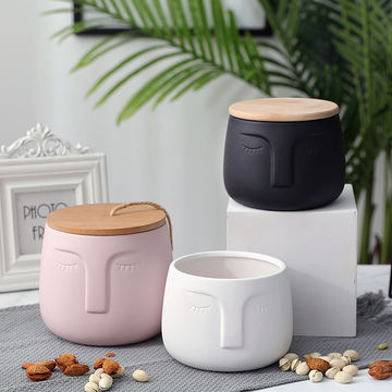 Storage Jars airtight Lovely Animal Ceramic Sugar Bowl with Lid Home Cafe Coffee House Coffeeware Candy Jar Kitchen Salt Spice Pot Container-Cat_Ear_Pink 