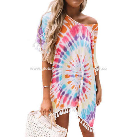 womens tie dye swim cover up