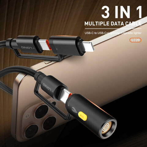 LDNIO LC20 3 in 1 Lighting/USB-C to USB/C with Cigarette lighter fast charging for mobile phone