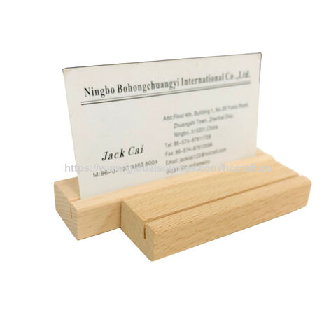 Porte-Cartes De Visite En Bois - Support Bureau Minimaliste, 110x50x52mm, Bois Et Métal