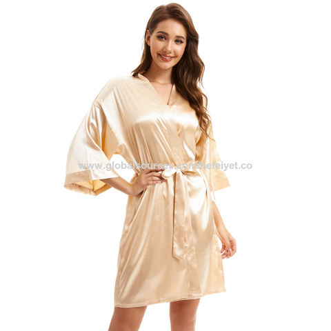 Buy Wholesale China Women Satin Robes Comfortable Sleepwear Fashion  Homewear Bridesmaid Satin Robes & Comfortable Sleepwear at USD 4.5