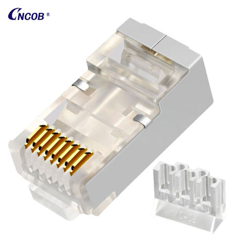  CNCOB RJ45 Pass Through Connector, Cat5e Connector, RJ 45 Ends  with Gold Plated, Ethernet Connectors UTP Network Plug for Standard Cable  (100pcs) : Electronics