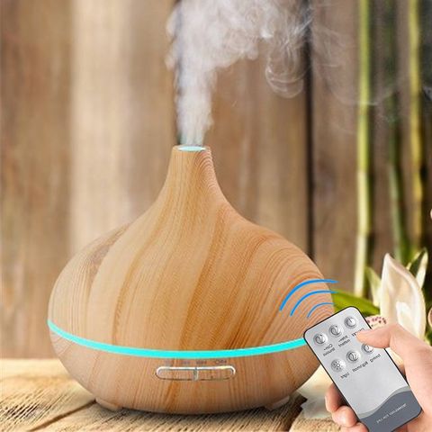Difusor de Aceites Esenciales de Aroma, Humidificador de Aire de Madera con Control Remoto y 7 Colores de Luces LED Cambiantes for sale at factory direct price