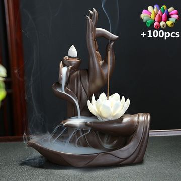 Incense Holder Cast Iron Black Flower Petal