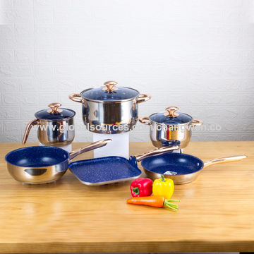 GraniteStone Blue Stainless Steel Nonstick Pots and Pans Set -10