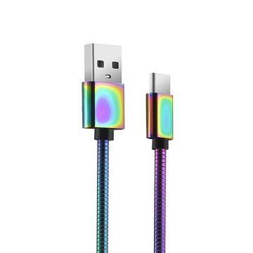 Rainbow Coloful Crayonthe Square Three-in-One USB Cable is A Universal Interface Charging Cable Suitable for Various Mobile Phones and Tablets 