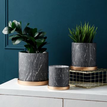Nordic Minimalism Marble Ceramic Iron Art Vase Flower Pot Home Living Room Decor 