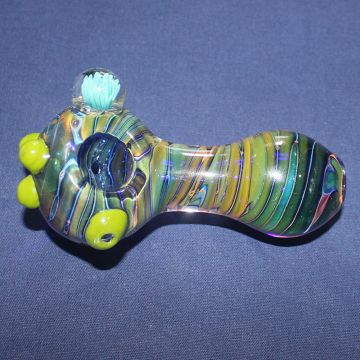 4 Double Tube Glass Pipe, Marble Gold Fumes