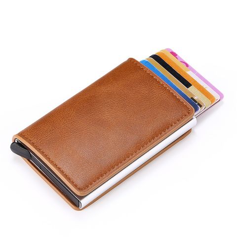 Apricot Slim RFID Blocking Card Holder Small Pocket Wallet Zipper Coin  Purse Mini Cash & Coin & Cards Case for Women Men