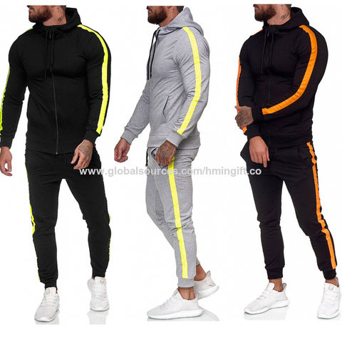Men's Sweat Suit 2 Piece Outfit Casual Contrast Sports Jogging Tracksuits  Set