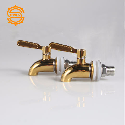 Brushed Finish Replacement Spigot/Faucet/Tap for Beverage Dispenser Stainless Steel 5/8 or 16mm Press and Hold Spring Valve