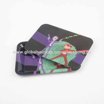 19*29cm metal rolling tray with magnetic lid rick and morty for sale at factory direct price