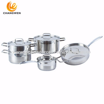 Nueva sartén de la cazuela del final del satén de las PC del dispositivo de cocina del diseño de la fábrica 9 que cocina el sistema del cookware de los potes
