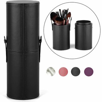 leather makeup brush case
