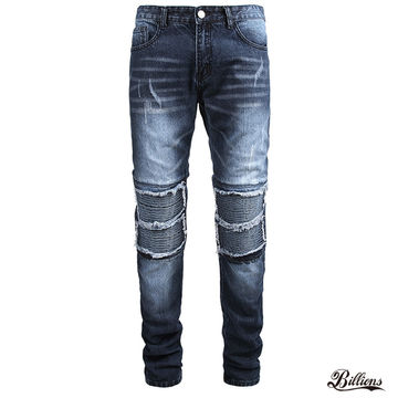 Biker Damaged Jeans Pants Men Jean 