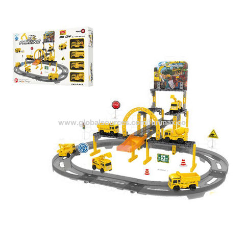 Engineering Building Block Track Parking w/4pcs Pull Back Trucks,86pcs ...