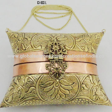 Red Shell bag metal clutch Indian Ethnic Metal Bag mosaic clutch Antique  Wallet purse party bag Wedding Bridal bag: Handbags: Amazon.com
