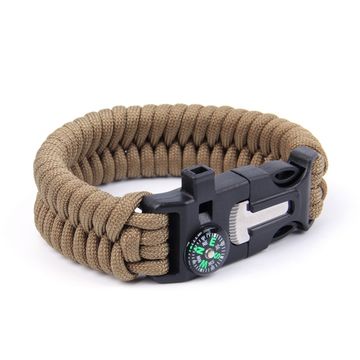 Paracord Survival Bracelet: Flint Steel Fire Starter Kit, Whistle, Compass,  Gift