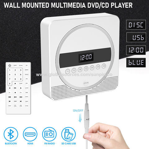 Lecteur DVD portable avec sortie Hdmi 1080p, lecteur cd mural avec  télécommande pour haut-parleurs Hifi intégrés à la maison Fm Radi