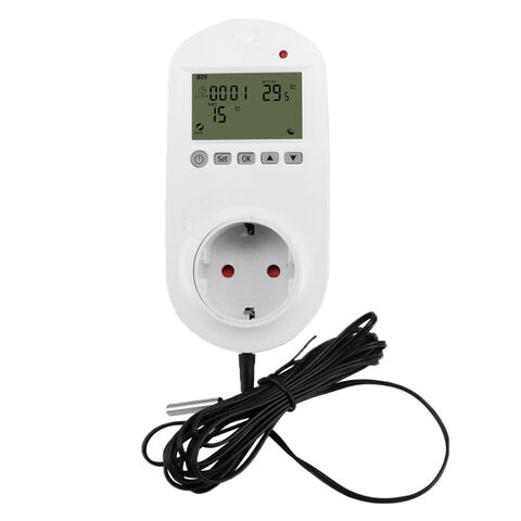 Thermostat à Écran LCD, Contrôleur de Température à Prise, Chauffage Électrique, Prise Intelligente, Compatible Amazon Alexa Google