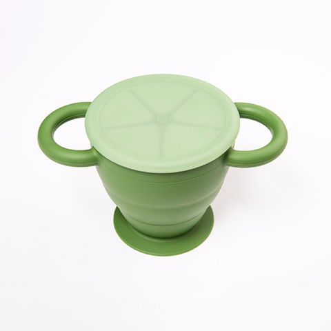 Collapsible Silicone Snack Cup With Lid, Toddler Snack Cup, Silicone Baby  Cup, Baby Snack Cup, Foldable Cup 
