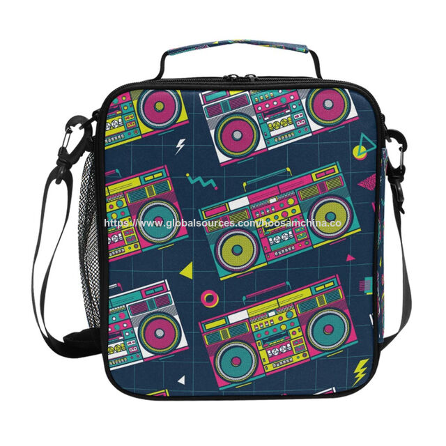 Rádio Boombox Pop Retrô Atacado Anos 80 Lancheira Tote Reutilizável Isolada Bolsa Térmica Escolar para Mulheres Crianças for sale at factory direct price