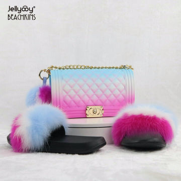 fur shoes and purse